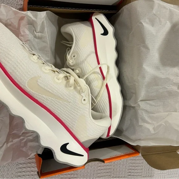 Nike Women's Pale Ivory and Pink Sneakers - Picture 3 of 5